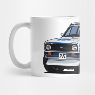 cartoon drawings of Ford Escort MK2 rally car Mug